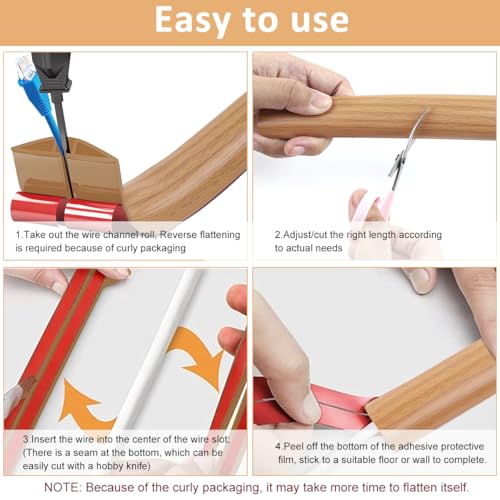 Image of Serplex 6.6Ft Self Adhesive Floor Cord Cover PVC Cord Hider Floor Cable Management Wire Protector Cover Soft Power Cable Protector for Offices,Gym,Exhibitions,Cable Cavity: 0.39 inch(W) X 0.27 inch(H),Brown