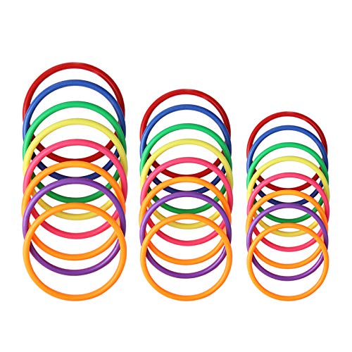 HRLORKC 24Pcs Plastic Ring Toss Game Set Rings for Ring Toss for Kids Outdoor Games Plastic Carnival Rings Carnival Games for Carnival Party and Parent-Child Games…