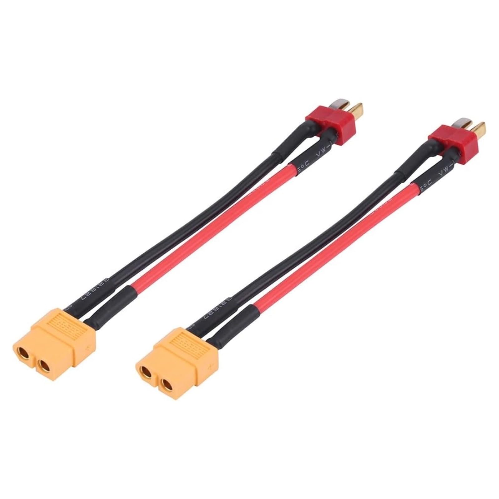 2Pcs 4Types XT60 to T Plug Adapter Connector Cables - RC Accessory 14AWG 10cm (T Plug Male to XT60 Female)