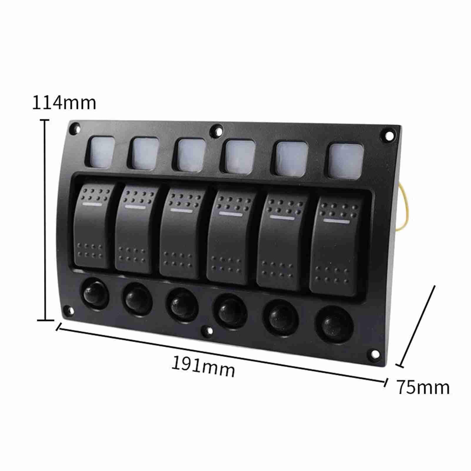 Panel przełączników dwupozycyjnych 6P Wodoodporny wskaźnik LED Przerywacz wł. Wył. Panel przełączników dwupozycyjnych do łodzi samochodowej RV Yacht Truck Uniwersalny czarny ABS
