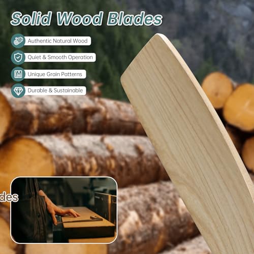 Sofucor 52 Inch Natural Wood & White Smart Ceiling Fans with Light Flush Mount Low Profile Modern Outdoor Solid Wood Ceiling Fan with Alexa/Google/APP/Remote Control for Bedroom/Farmhouse/Patio/Indoor thumbnail 6