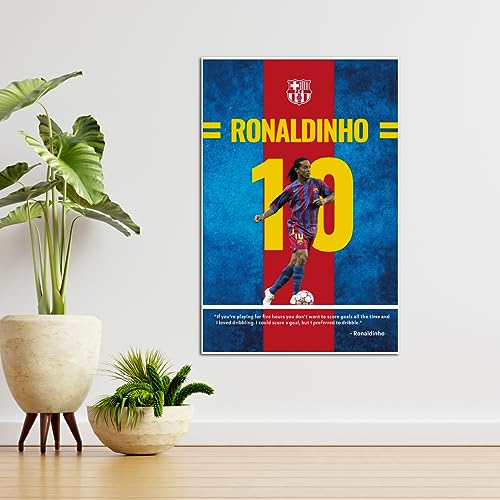 Image of TenorArts Ronaldinho Poster Barcelona Quotes Wall Posters Adhesives on back with Thick 300 GSM Matt Finish Papers (18inches x 12inches)