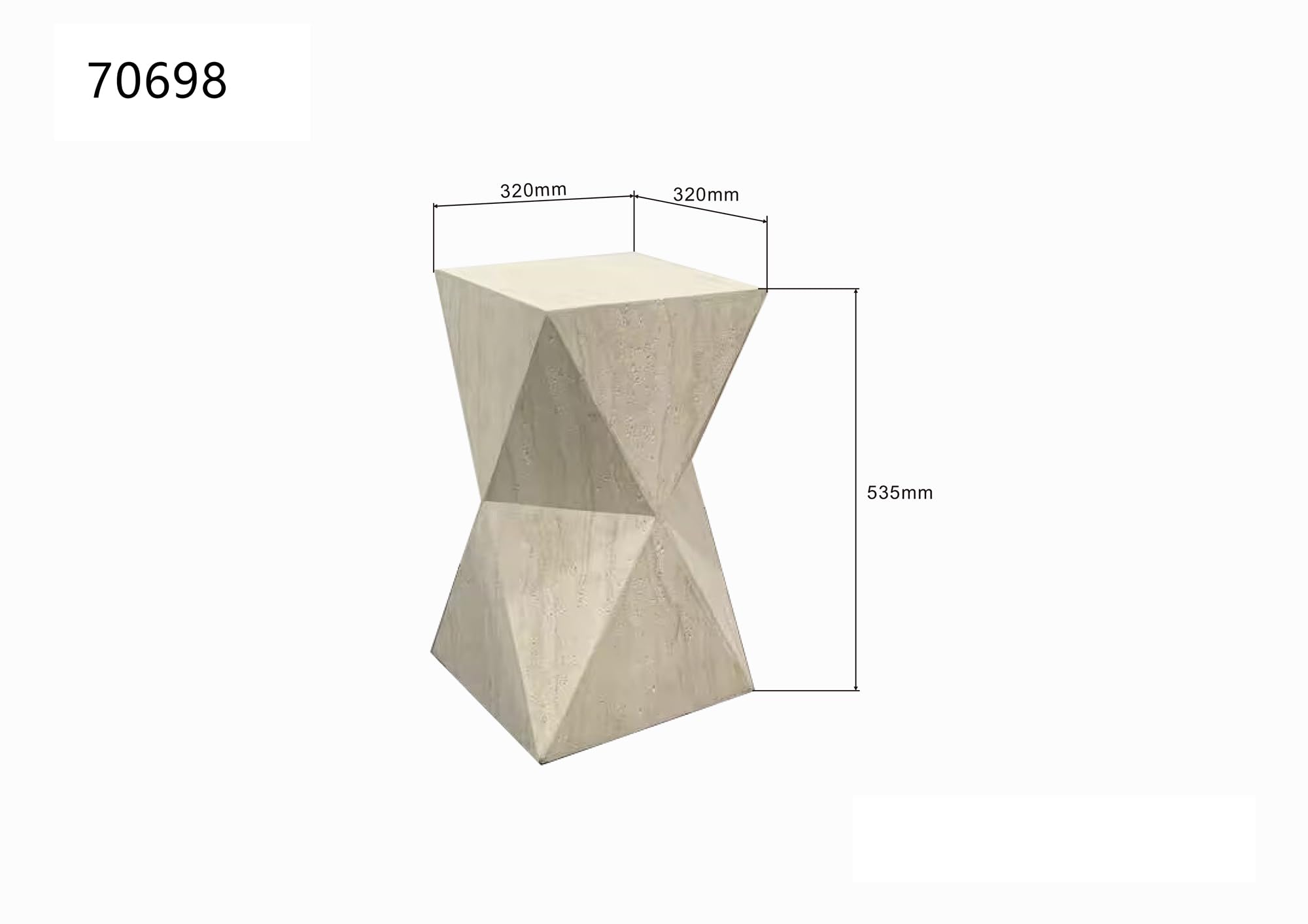 Kare Design Mesa Auxiliar Luxury Triangle Travertine, Beige, Aspecto Piedra, Altura 54cm, Moderno, Elegante, Mesa de Centro, Mesita de Noche, Decorativa, Decoración para Salón