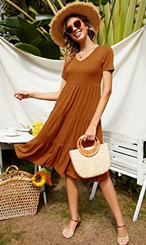Image of Berydress Women's Casual Summer Tiered Midi Dress 2026 V Neck Boho Sundress