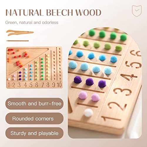 Bopoobo Wooden Double-Sided Bead Board With Wooden Alphabet Tracing Board Montessori Color Sorting Toy Math Counting Game For Kids Letter Tracing For Kids Ages 3-5 - Learn To Write #TOP5