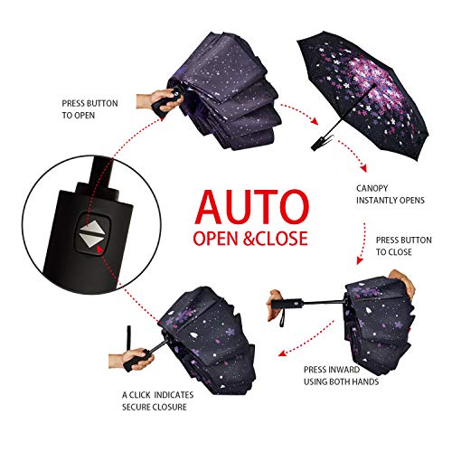 Image of Inverted Umbrella Double Layer Automatic Folding Reserve Umbrella Windproof UV Protection for Rain Car Travel Outdoor Men Women
