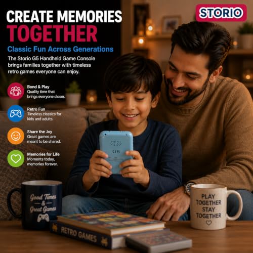 Image of Storio G5 Handheld Game Console for Kids | Retro Gaming Device with 3.0 Inch HD Screen | 500 Built-in Classic Games | AV Output | Portable Video Game Player for Boys & Girls | Multicolour