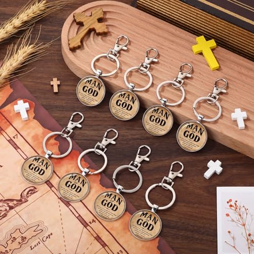 Image of 50 Pcs Christian Gifts for Father Day Man of God Keychains Bulk Religious Bible Verse Gift for Men Pastors Church (Vintage)