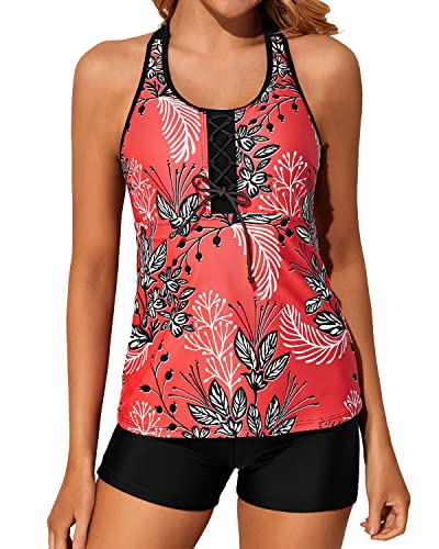 Holipick Two Piece Tankini Bathing Suits for Women Swim Tankini Top with Shorts Athletic Tummy Control Swimsuits3