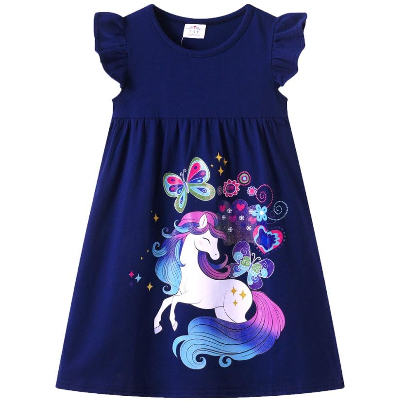 VIKITA Girls Dresses Summer Short Sleeve Clothes School Outfits for Kids 2-12 Years