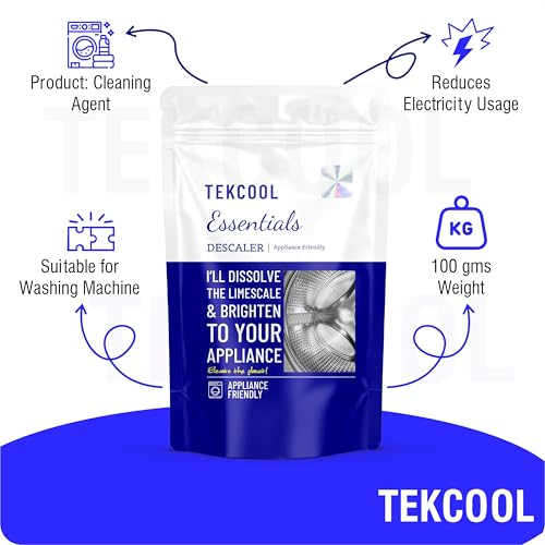 Image of TEKCOOL Washing Machine Cleaner, Descaler for Washing Machine Front Load and Top Load, Washing Machine Cleaning Powder, Descaling Powder for Washing Machine (Blue, Pack of 4).