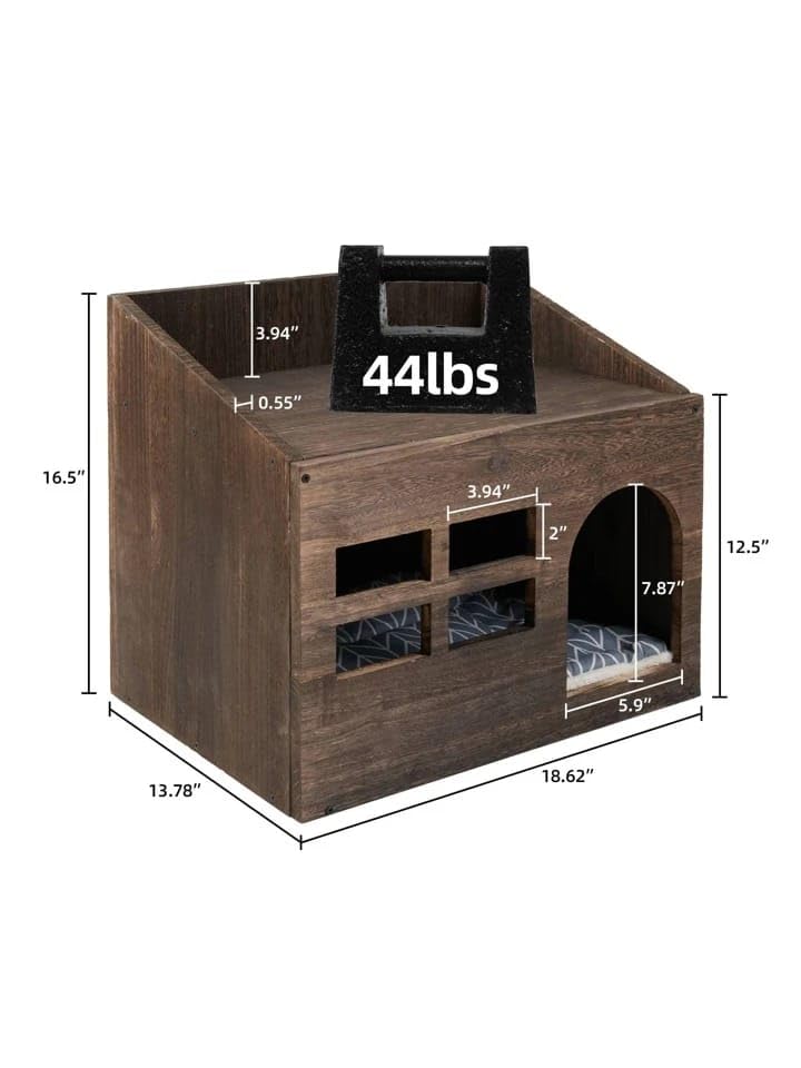 Sabri SHOPEE Wooden Cat House, Brown - Image 6