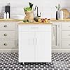 Shintenchi kitchen island cart with storagerolling side table on wheels with large worktop cabinettowel rack and drawers for kitchendinning room white  urban country home decor