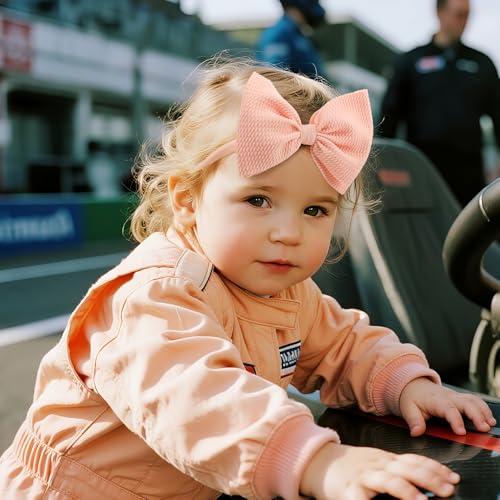 YanJie 3PCS 4.5’’ Checkered Bows for Baby Girls Headbands Orange Headband Beige Hair Accessories for Girls Newborn Girl Clothes Baby Girl Outfits3