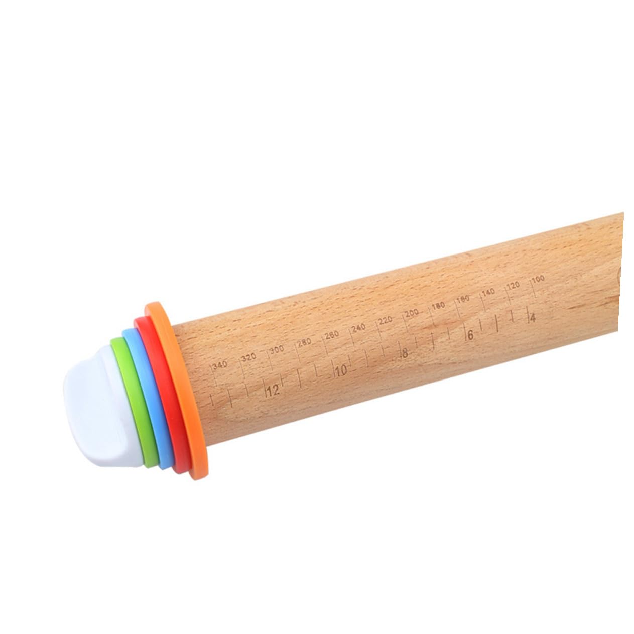 Rodillo de Madera de Haya con Escala de Grosor Ajustable y Discos Removibles para Amasar Pasteles y Fideos Caseros de Forma Precisa y Cómoda