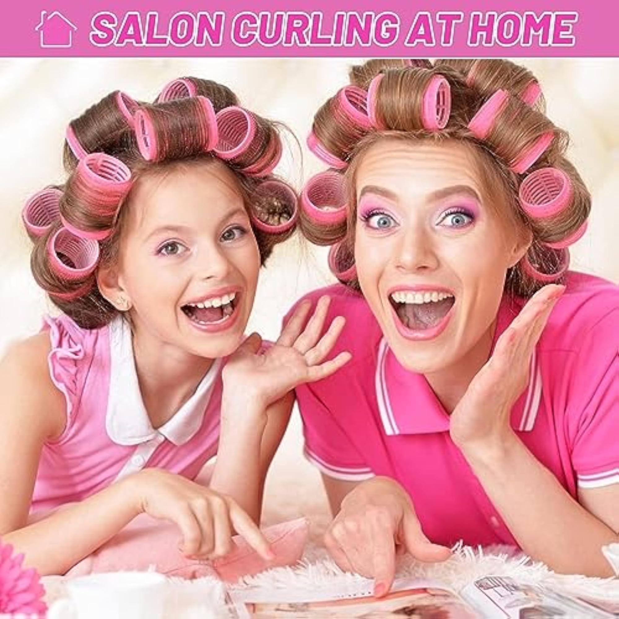 6Pcs Jumbo Hair Rollers Set with Stainless Steel Clips