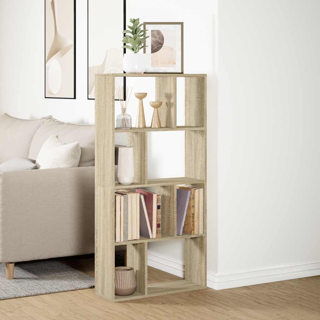 Bibliothèque étagère en Bois d ingénierie chêne Sonoma 60x20x120,5 cm 8 Compartiments, Rangement Salon Bureau Chambre, présentoir pour Livres dossiers CD DVD
