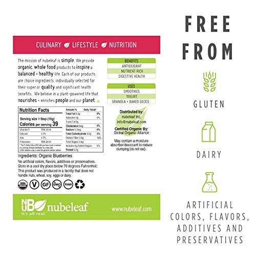 Nubeleaf Blueberry Powder - Non-GMO, Gluten-Free, Raw, Organic, Vegan Source of Essential Vitamins & Minerals - Single-Ingredient Nutrient Rich Superfood for Cooking, Baking, Smoothies (14oz) - Thumbnail 4