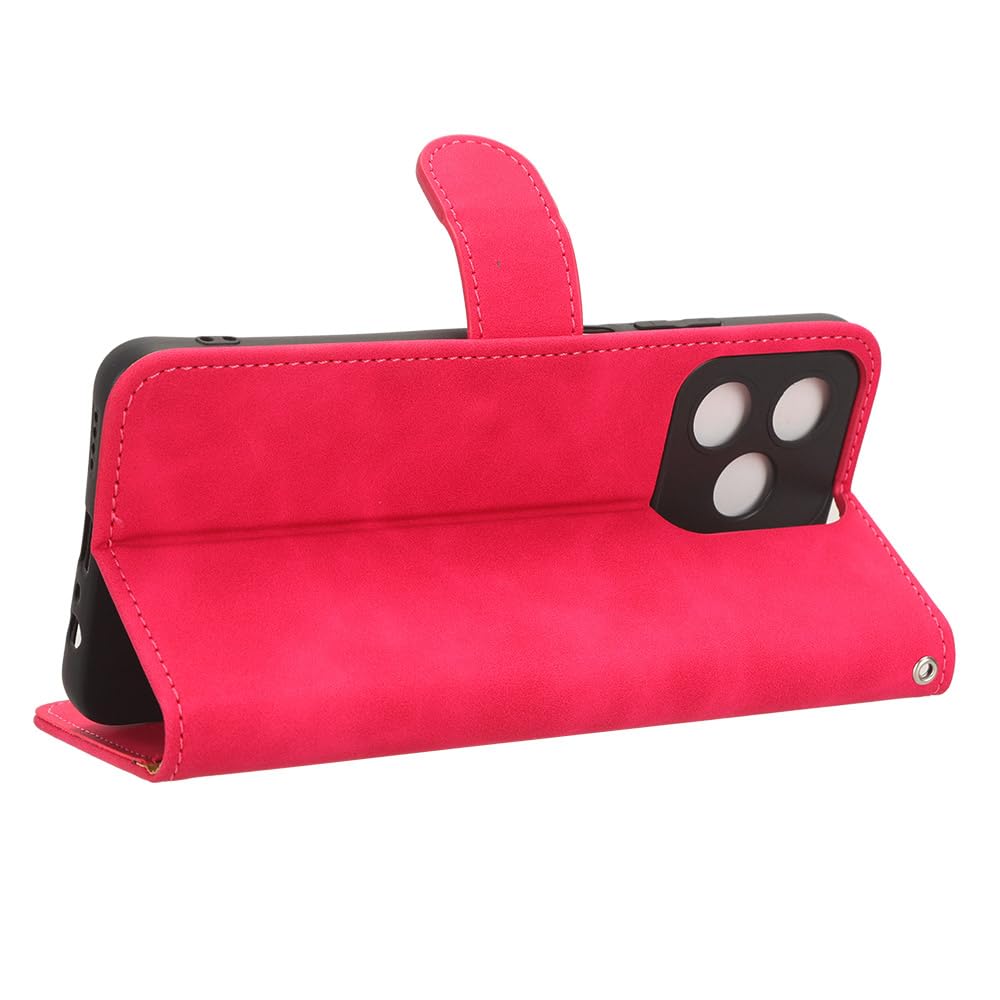 WBWONE Leather Folio Cover per Realme C51 / Realme Note 50, Goffratura a Farfalla Custodia in Pelle PU Magnetica Libro Flip Portafoglio Case con [Funzione Stand]. Oro Rosa