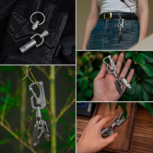 KeyUnity KA48 2pc Magnetischer Titan-Schlüsselanhänger, Doppelendiger Drehbarer Schlüsselbund aus Titan-360°Schnellverschluss-Schlüsselanhänger, Sicheres Verschlusssystem + Abnehmbarer