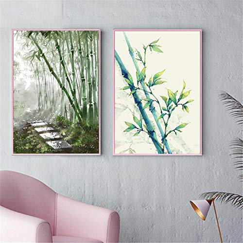 Bambou affiche aquarelle pour une décoration zen de salon chic et moderne