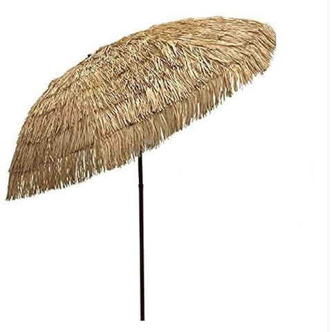 Funsite 8ft Tiki Umbrellas for Outside, UV Protect Thatch Umbrella with Tilt Design, Thatch Patio Umbrella for Outdoor Tiki Bar, Tropical Palapa Tiki Hut Hawaiian Hula Beach Umbrella Cover