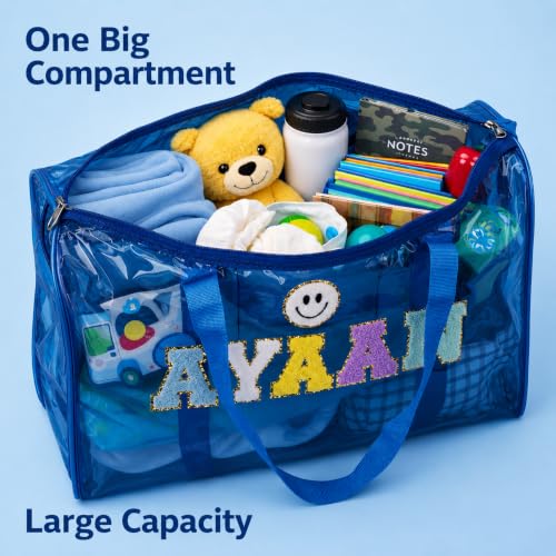 Image of AICA Personalized Name Embroidered Letters & Patch Duffle Bag for Kids Boys & Girls Age 1-18 Years Age Group (Babyblue) | Gift for Boys Girls Kids