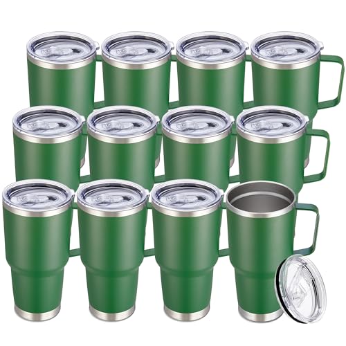 Image of 30 oz Stainless Steel Tumblers Bulk with Handle and Lid, 12 Pack
