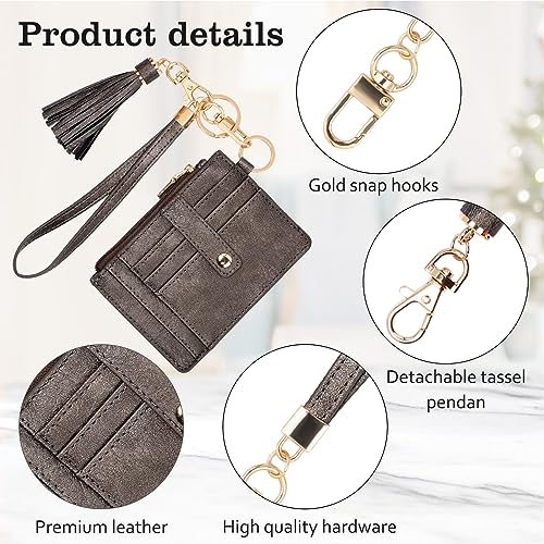 Image of KNGITRYI Small Wristlet Wallets for Women RFID Credit Card Holder Wallet Keychain Wristlet Wallet Credit Card Wallets for Women (Dark Grey)