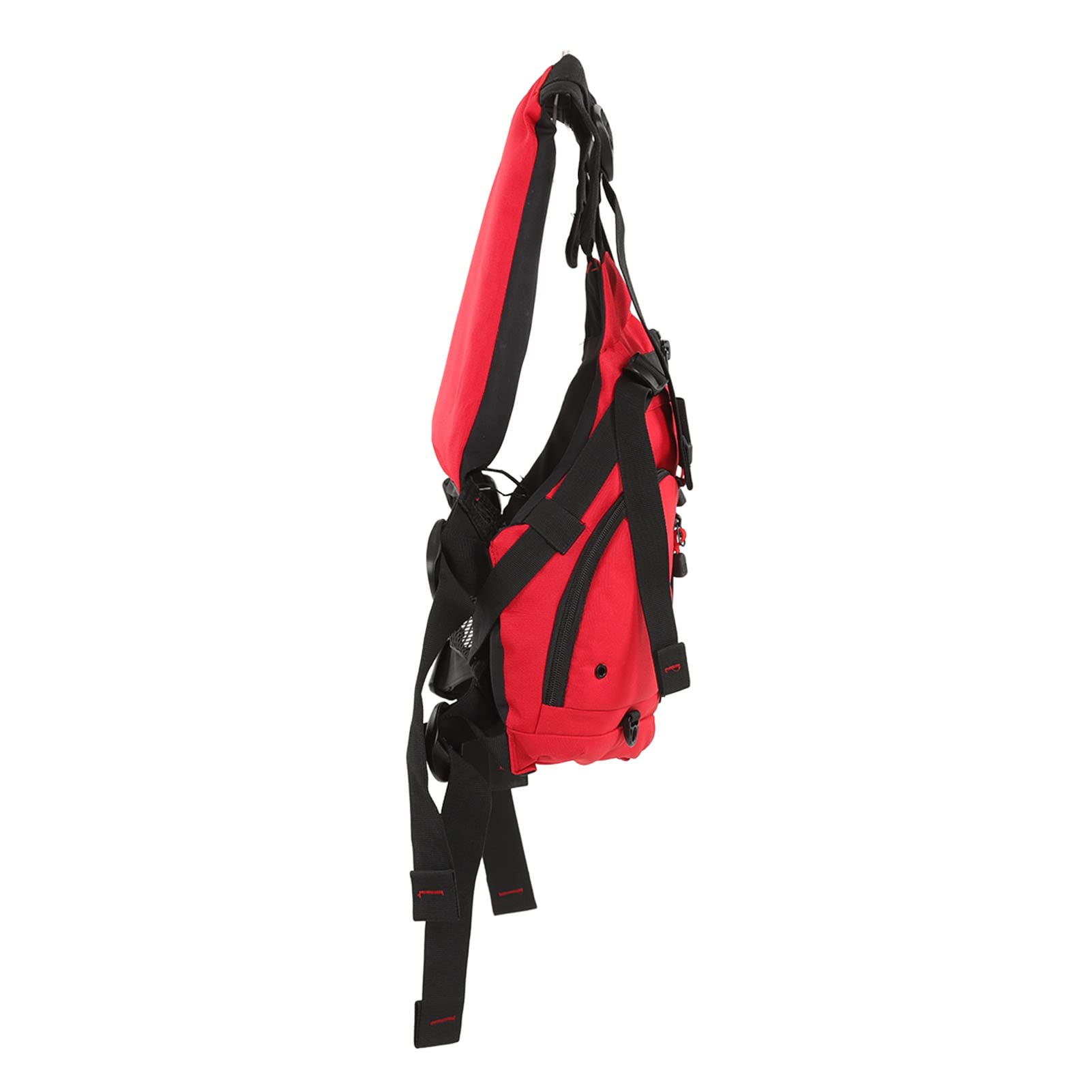Chaleco de Pesca al Aire Bolsillos múltiples poliéster Premium Correas Ligeras Ajustables diseño de Bolsillo múltiple para Pesca con Mosca Pesca Kayak Pesca Rojo tamaño