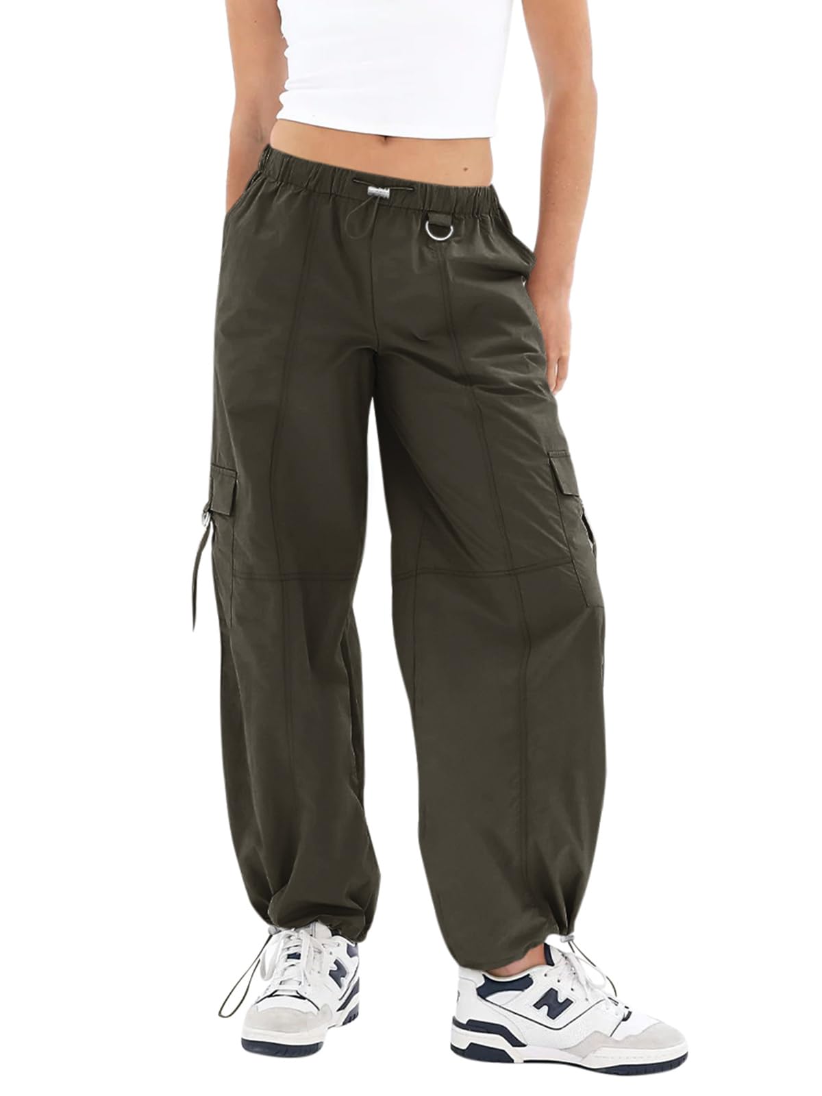 NIMINLoose Cargo Pants for Women Summer Lightweight Casual Y2K Parachute Hiking Pants with Pockets