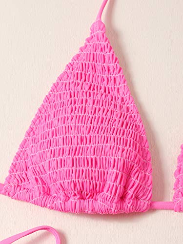 SweatyRocks Women's Halter Tie Side Triangle Bikini Set High Waist Fringe 2 Piece Swimsuit Bathing Suit3
