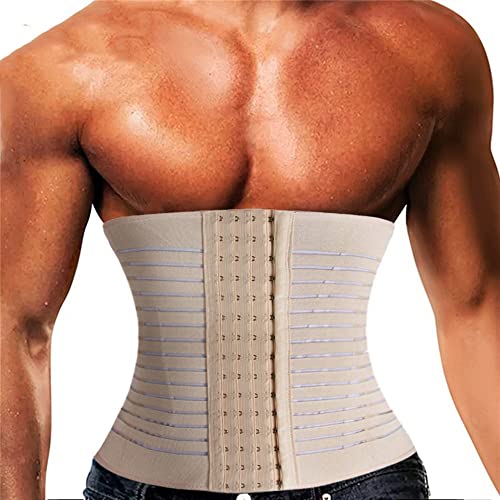 メンズウエストトレーナー トリマーガードル お腹周りをコントロールするシェイプウェア コルセット ランバーサポートベルト フィットネス・スリミングボディシェイパー(Beige,M)