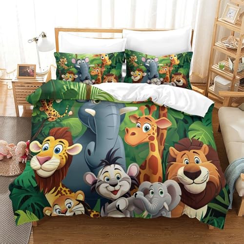 Housse de couette jungle 3D microfibre douce pour lit enfant 140x200cm - 3