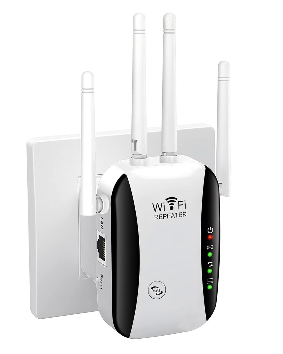 2026 WiFi Extender, WiFi Booster, Long Range WiFi Signal Amplifier, 4 Antennas Cover 5000 Sq.ft & 50 Devices, Internet Repeater with Ethernet Port, Quick Setup, UK Plug, White