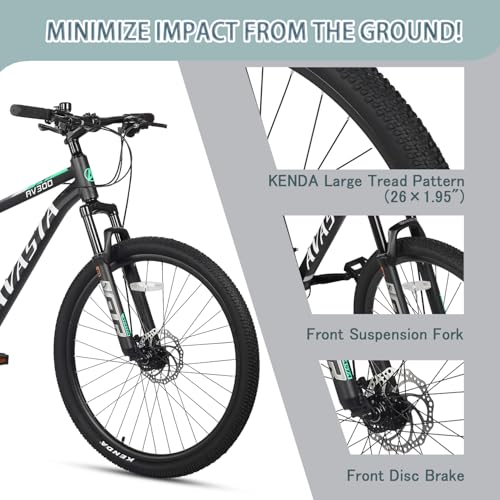 AVASTA AV300 26 27.5 inch Mountain Bike with 21-Speed, Aluminum Frame, Dual Disc Brake, Comfortable Saddle, Multiple Colors