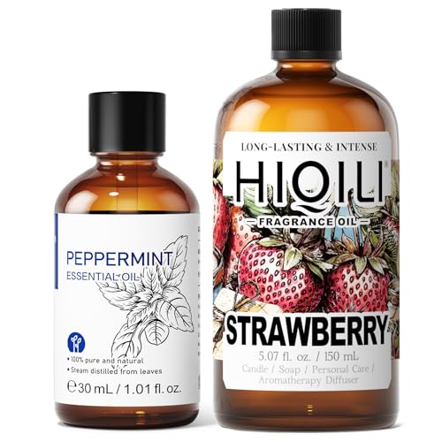HIQILI Aceite Esencial Menta 30ML y Aceite Fragancia Fresa 150ML
