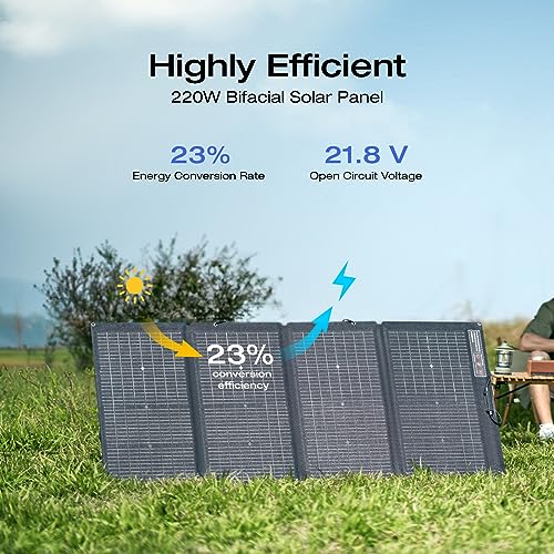 Image of EF ECOFLOW Solar Generator 3600Wh DELTA Pro with 220W Flexible Solar Panel, 23% High-Efficiency, 5 AC Outlets, 3600W Portable Power Station for Home Use Emergency Blackout Camping RV