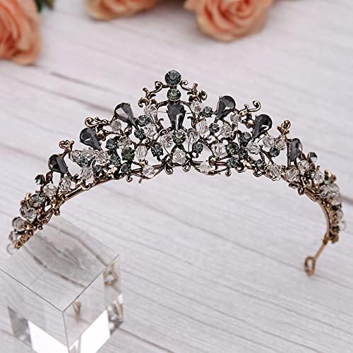 hair jewelry crown tiaras for women Baroque Retro Black Bridal Crystal Tiaras Crowns Princess Pageant Prom Rhinestone Veil Tiara Wedding Hair
