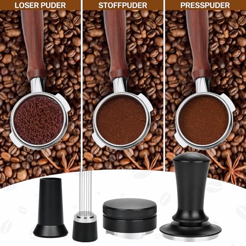 51mm Kaffeetamper Set, Kaffeetamping-Set inkl. 51mm Kaffee-Tamper mit Base, Coffee Leveler Verteiler, Wdt Tool, Kaffee Distributor, Tamping Matte aus rutschfestem Silikon für Espresso Barista-Werkzeug