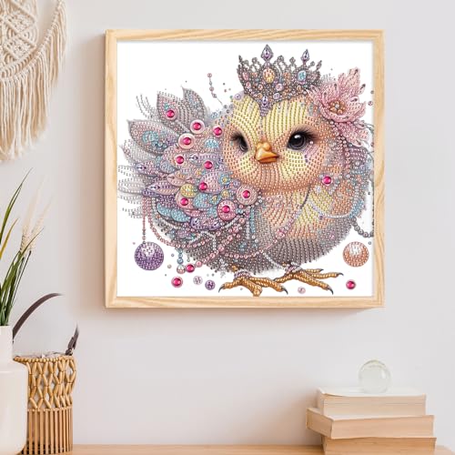 Image of AiYuanzsh Honored Chicken Diamond Art Kits for Adults, 5D Special Shape Diamond Art Kits for Beginners, Crystal Rhinestones Diamond Painting for Home Wall Decoration Gift 12x12inch