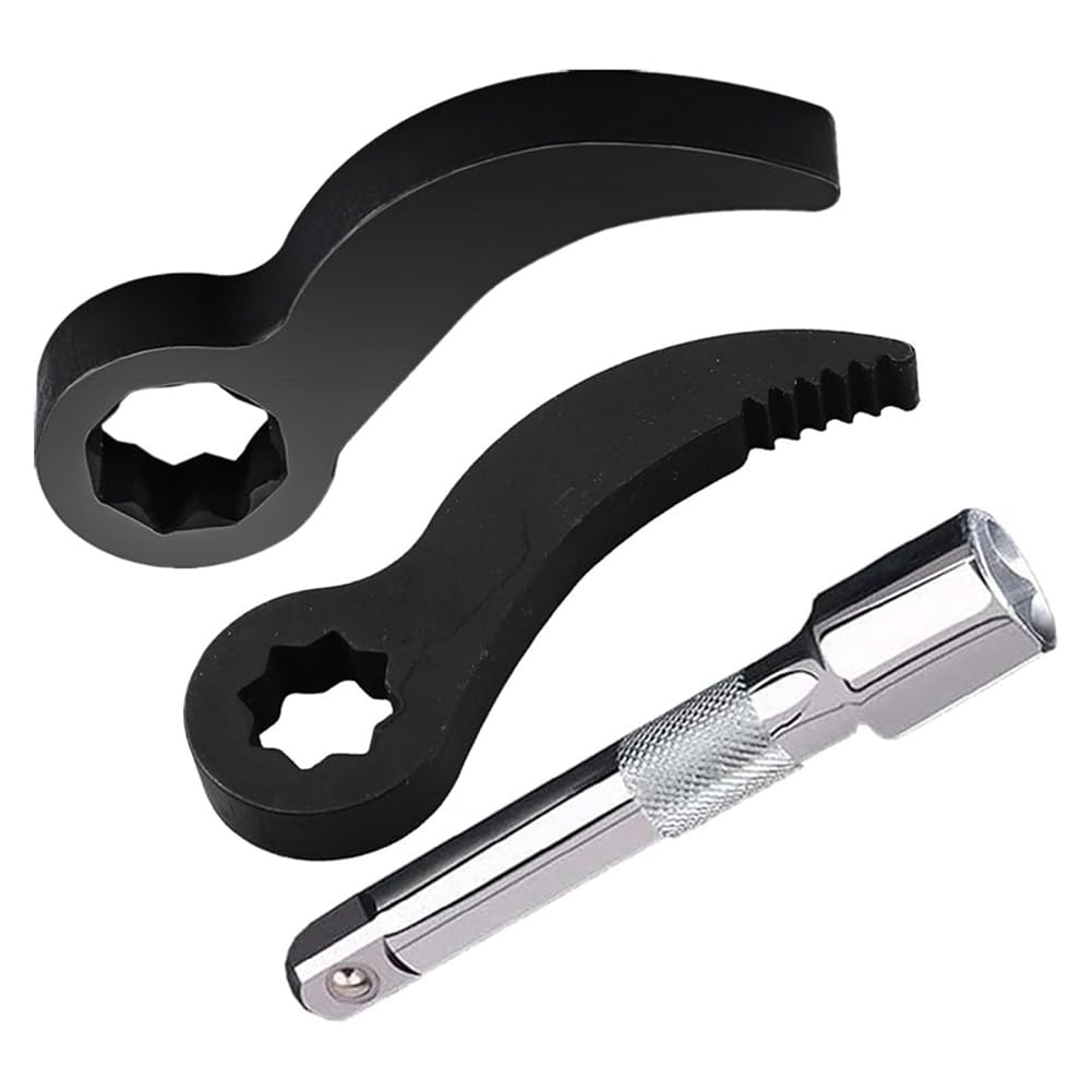 Littimoon 3Pcs Pry Bar Wrench Adaptor-Head,1/2in 3/8in Drive Adjustable Angle-Head Pry Bar,Crowbar Adapter-Head with Extension Bar