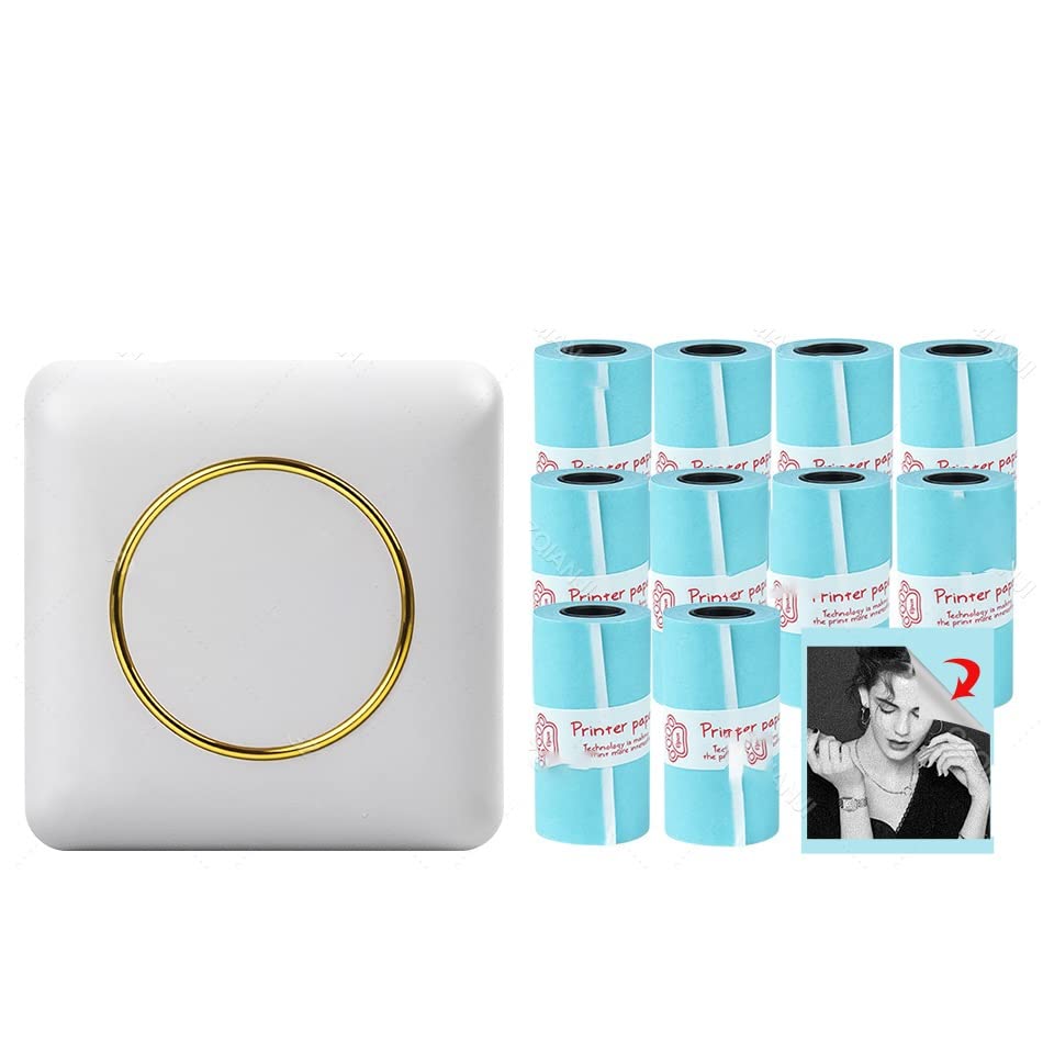 Image of Portable Label Printer Thermal Photos Notes Printing Wireless Impresoras 58mm Paper Rolls Inkless Sticker(Add 10 Sticker)