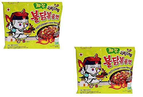 Sam Yang Jjajang Hot Chicken Flavour Ramen, Instant Korean Noodles - 140 Gramsx (Pack of 2) - Imported