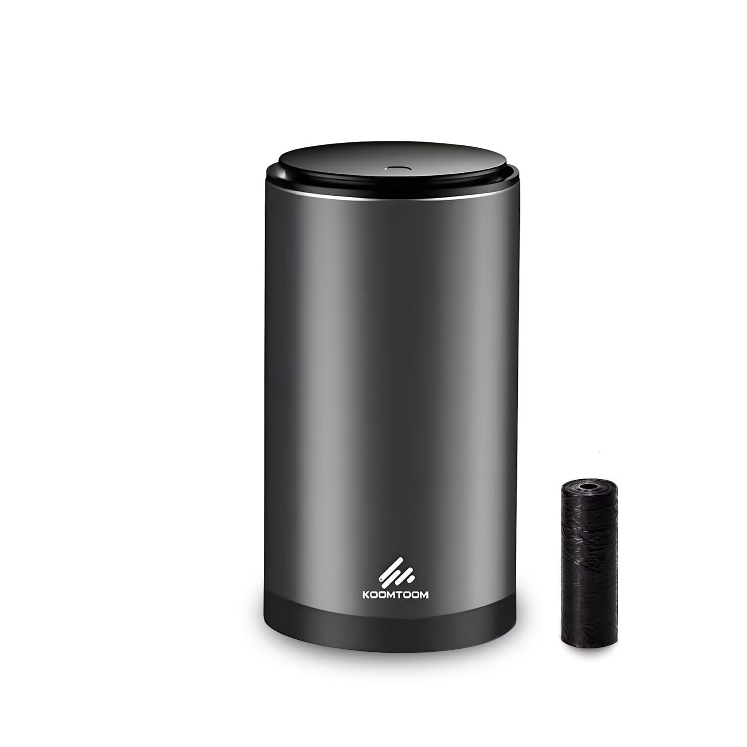 KOOMTOOM Alloy Mini Car Cup Holder Garbage Can, 300ml Dismountable Trash Bin Trash Garbage Can with Lid Leak Proof for Car Universal (Dark Gray)