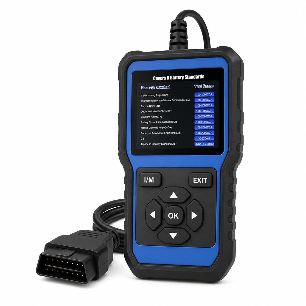 Konnwei Testeur de Batterie 12V Voiture Moto LCD TFT CCA BCI DIN JIS SAE Puce STM32 Multilingue KW600