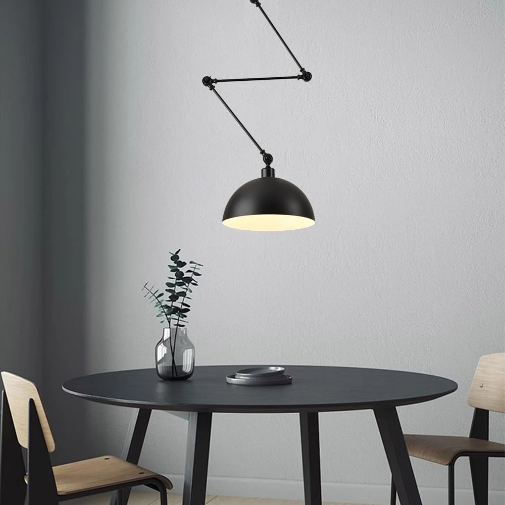 Lampada A Sospensione Industriale Regolabile Mengjay - Braccio Articolato 135 Cm, E27, Per Soggiorno E Sala Da Pranzo