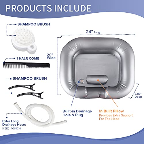 Inflatable Shampoo Basin - Portable Shampoo Bowl, Hair Washing Basin For Bedridden, Disabled,Injured, Hair Wash Tub For Dreadlocks And At Home Sink Washing #TOP3