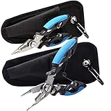 Contyu スプリットリングプライヤー | 極細先端 #0 ~ #2 リング 対応 ラインカッター 機能 2個入 (青黒, 12.5)