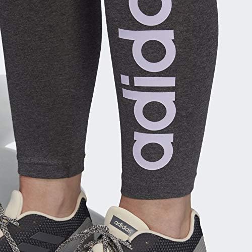adidas Women's Essentials Linear Tights Dark Grey Heather/Purple Tint X-Small Long